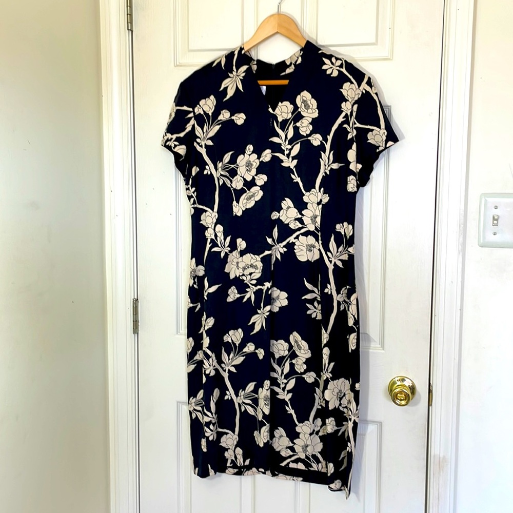 100% SILK TALBOTS Black Floral Dress Size 16